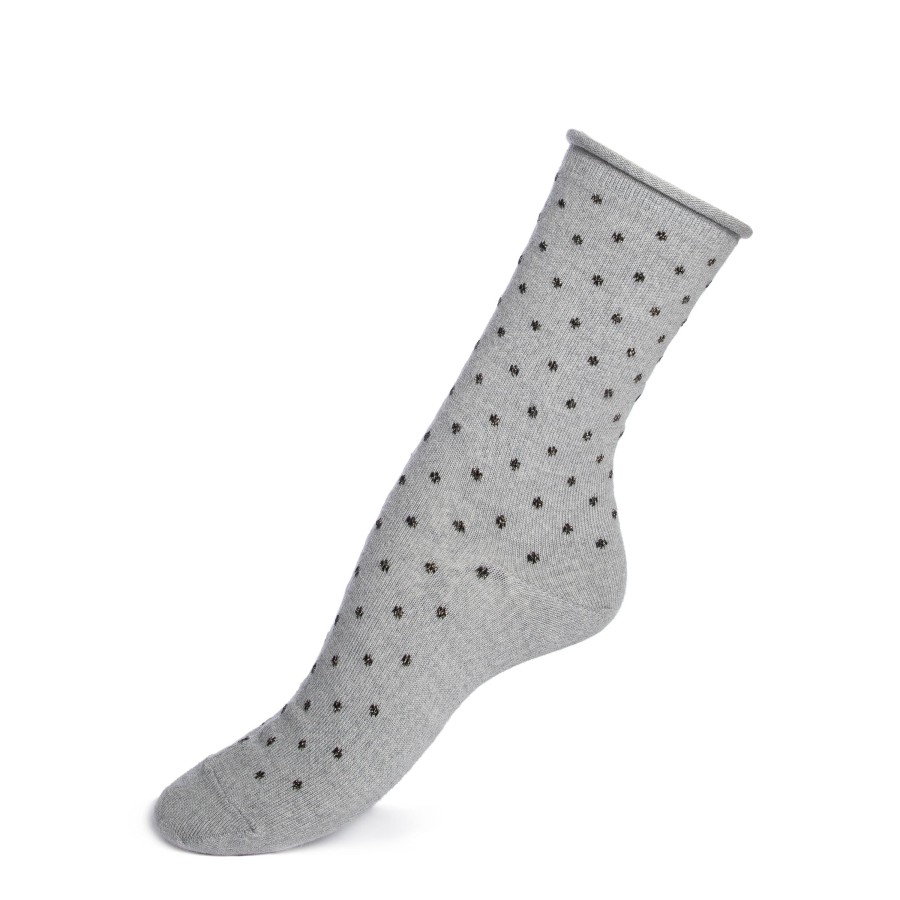 Clearance Pois Bord Roulotte Gris/Noir Femme