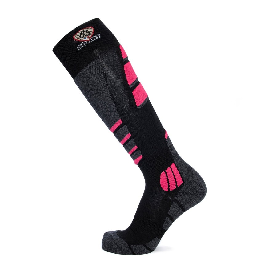 Best Chaussettes De Ski Noir-Gris-Rose Femme