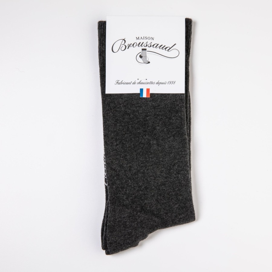 New Chaussettes Unies Anthracite Homme